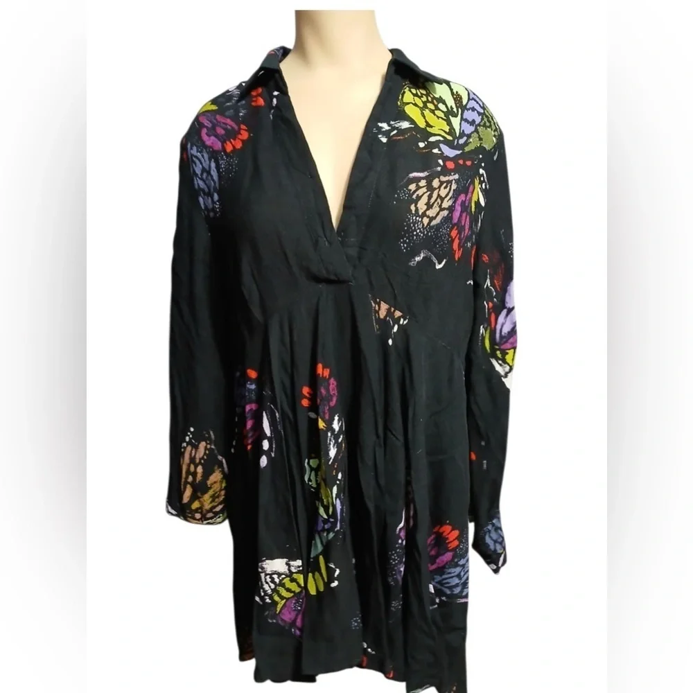 Free People Field Of Butterflies Printed Hi-Low Tunic Black Size S - Picture 8 of 16